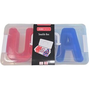 SureFresh USA Snackle Box Red White Blue Patriotic Snack Container 13x6.5x2.75